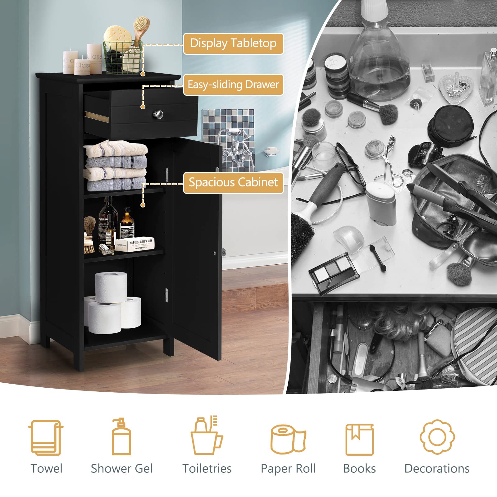 Amazon.com: Hysache Bathroom Floor Storage Cabinet